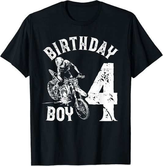 4 years old kid - Birthday boy - Dirt bike - Motorcycle T-Shirt