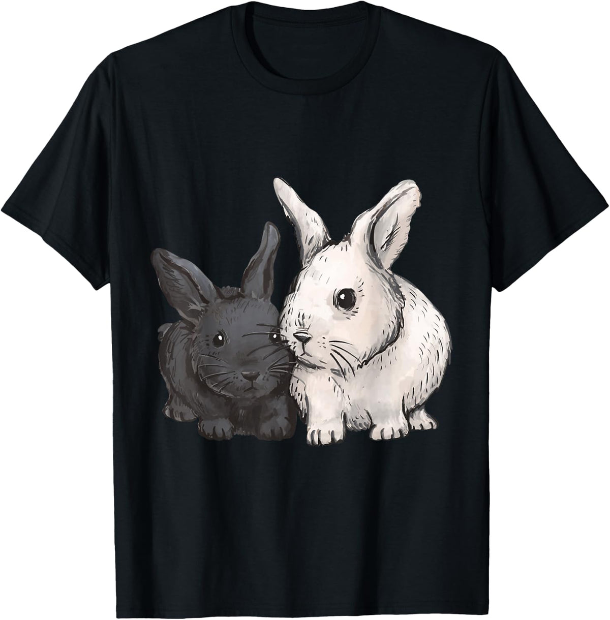Rabbit Animal Print , black T-Shirt