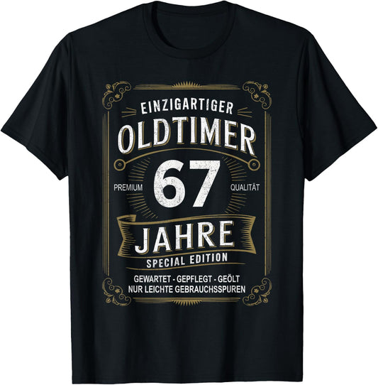 67th Birthday 67 Years Unique Classic Car 67 , black T-Shirt
