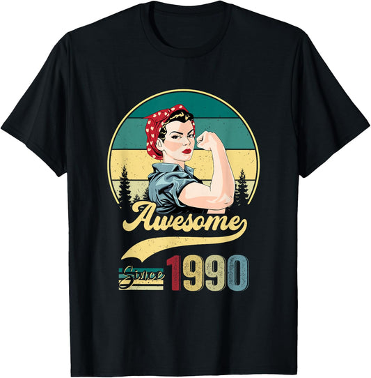 Awesome Since 1990 Girl 35th Birthday Gift Women 35 Year Old T-Shirt