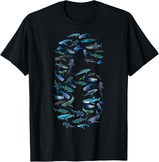 6th Birthday Boy Six-Year-Old Sea Ocean Fish Whale Shark T-Shirt