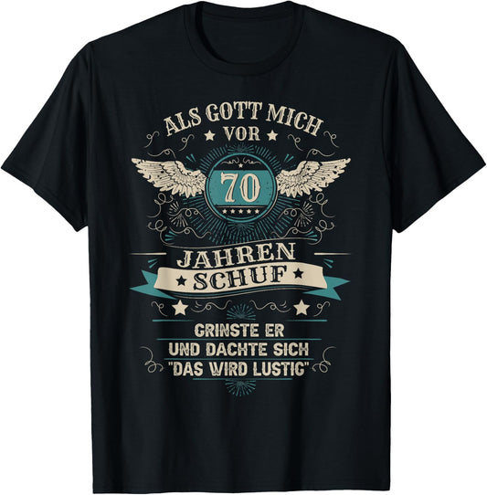 70th Birthday Man Woman 70 Years 1954 Decorative Funny Gift , black T-Shirt
