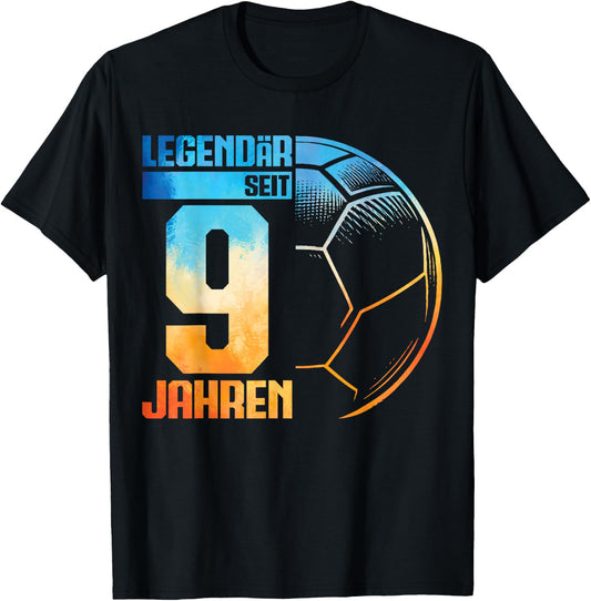 9th Birthday Retro Handball Player 9 Years Boy Kids , black T-Shirt