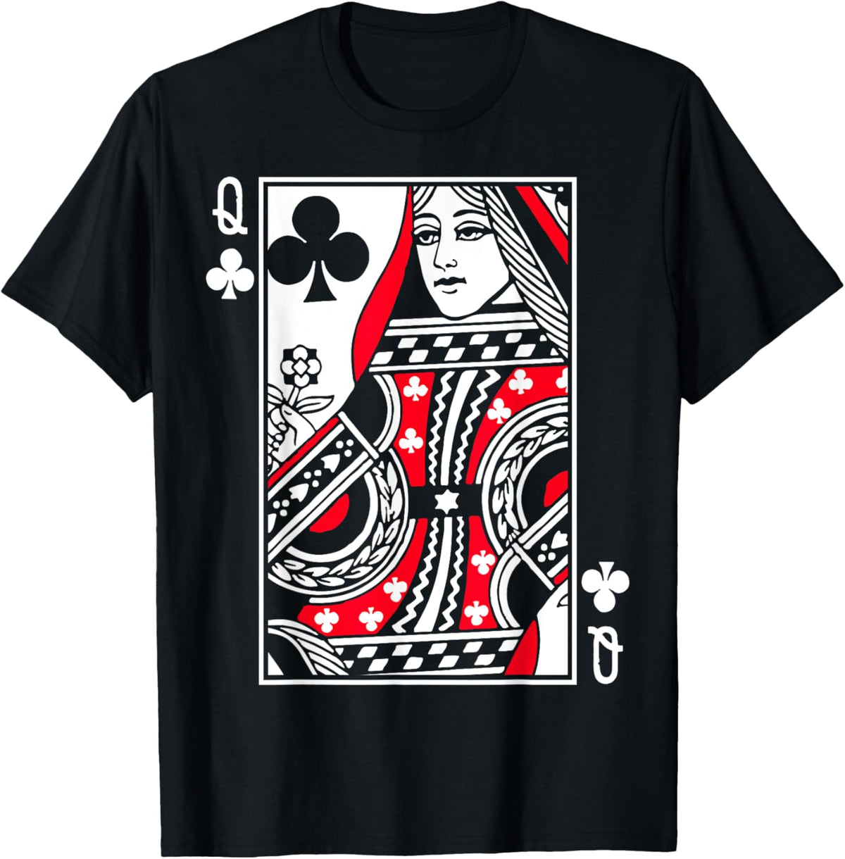 Queen of Clubs Poker or Blackjack Club Queens Playing Card T-Shirt