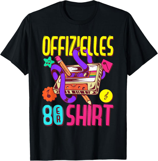 80s Outfit Women's Men's Theme Party | Official 80s , black T-Shirt