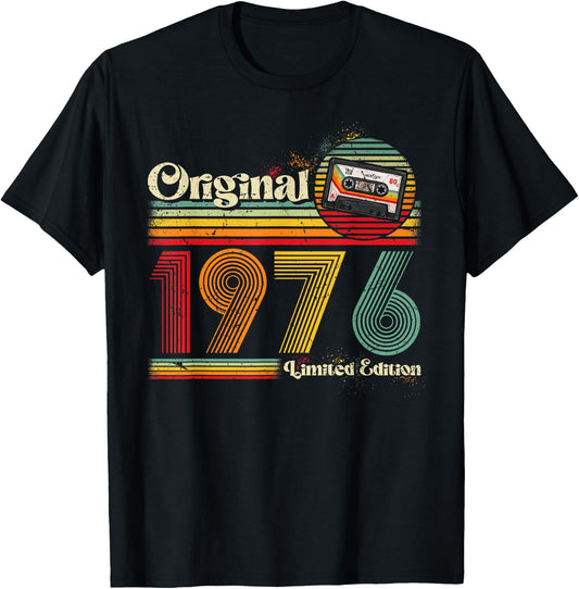 1976 Vintage Anniversary Retro Limited Edition Man Woman Gift , Black T-Shirt
