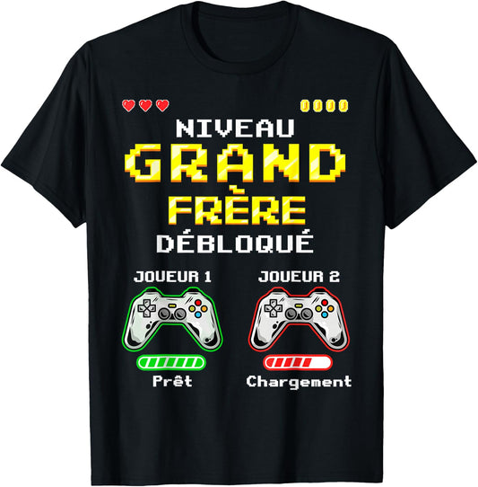 Big Brother Level Unlocked Gamer, Soon Future Big Brother , Black, S T-Shirt