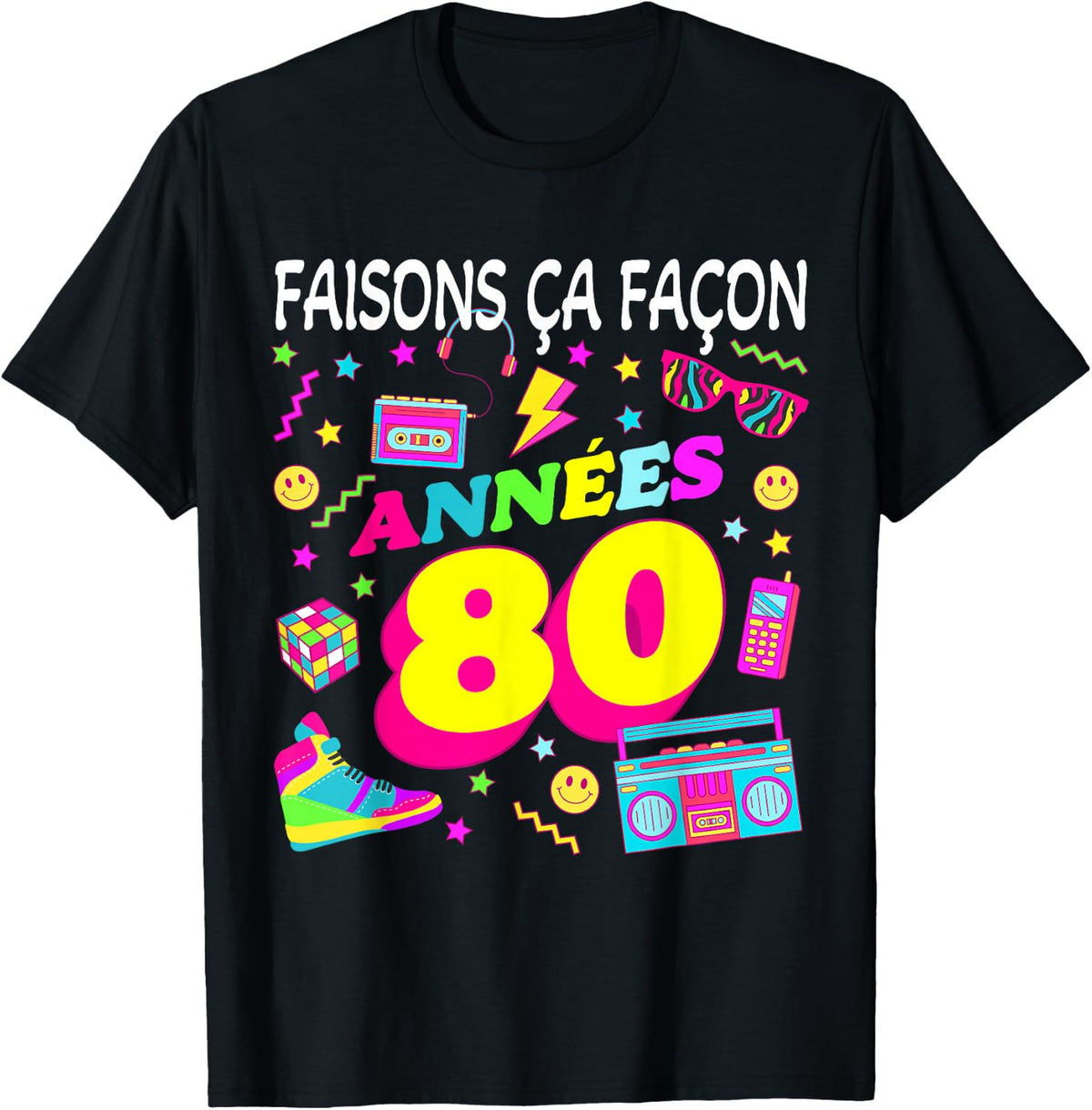 Party 80s Birthday Party 80s Retro Style , Black, S T-Shirt