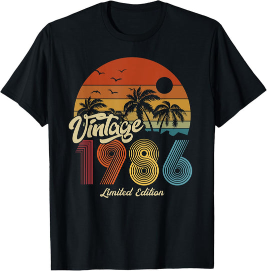 1986 Vintage Vintage Birthday Retro Men's Women's Gift , black T-Shirt