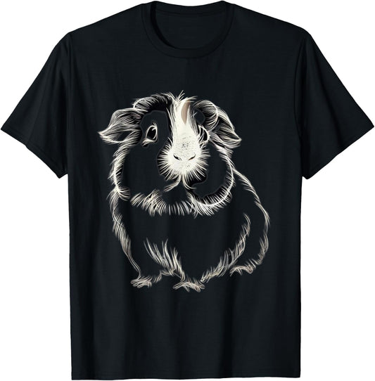 Adorable Meerschweinchen-Linienzeichnung, niedliches , black T-Shirt