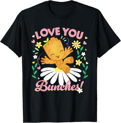 Marvel Valentine's Day Spring Flower Groot Love You Bunches , Black, S T-Shirt