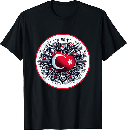 Banner Turkish Flag Turkey Trkiye Retro Art , Black, S T-Shirt