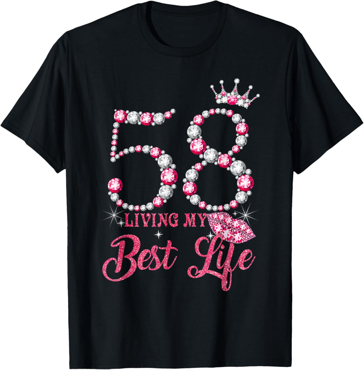 Living My Best Life 58 Years Old 58th Birthday Queen Women T-Shirt