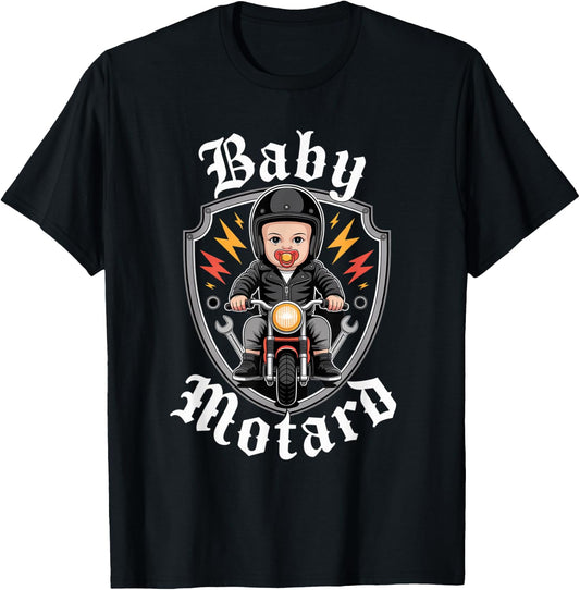 Baby Biker Gift Motorcycle for Young License Humour Biker , Black, S T-Shirt