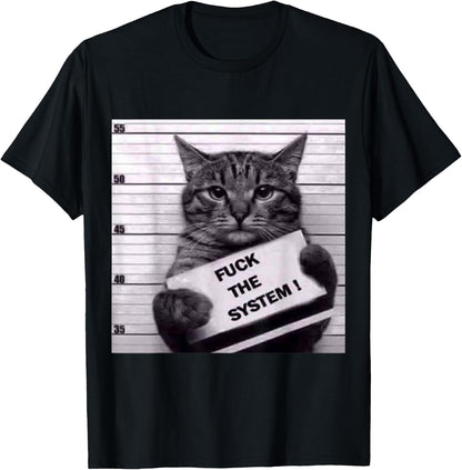 Cat the System Most Wanted Poster , black T-Shirt
