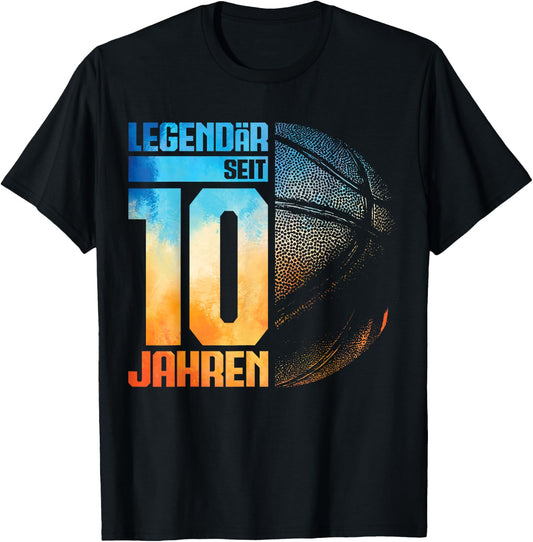 10th Birthday Retro Basketball Player 10 Years Boy Child , black T-Shirt