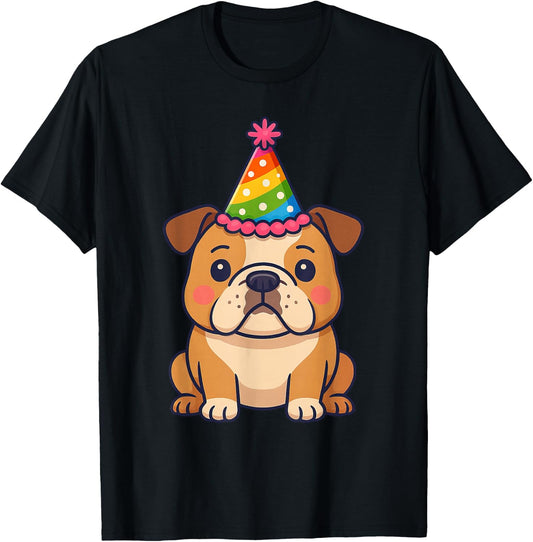 Anime Kawaii English Bulldog Dog Birthday Party Hat T-Shirt