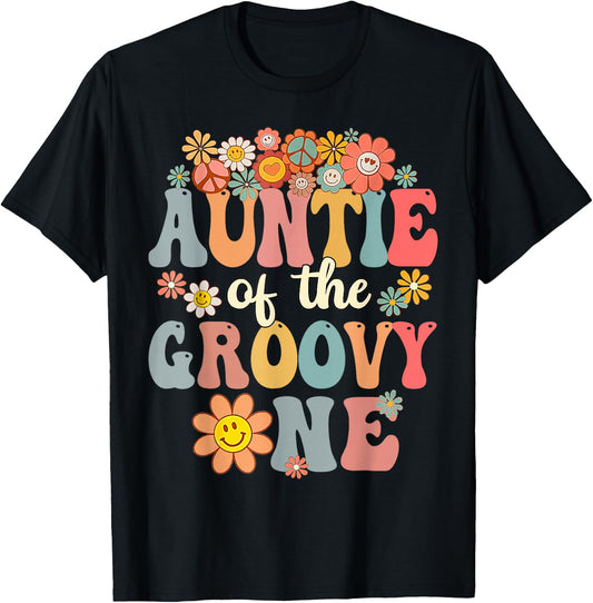 Auntie of Groovy One Matching Family 1st Birthday Party T-Shirt