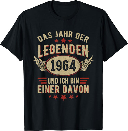 1964 Year of Legends Vintage 1964 Birthday Retro , black T-Shirt