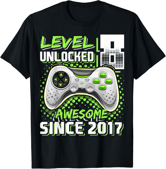 8th Birthday Boy Level 8 Gamer 8 Year Video Game Party T-Shirt