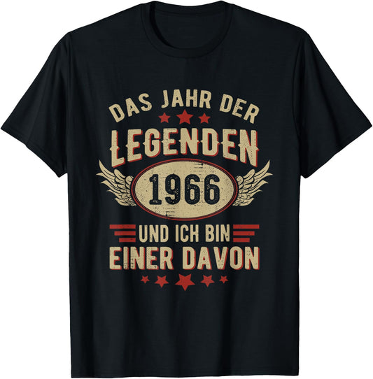 1966 Year of Legends Vintage 1966 Birthday Retro , black T-Shirt