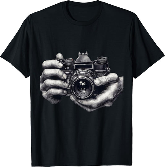 Analog Camera SLR Art Photographer Film Vintage , Black, S T-Shirt