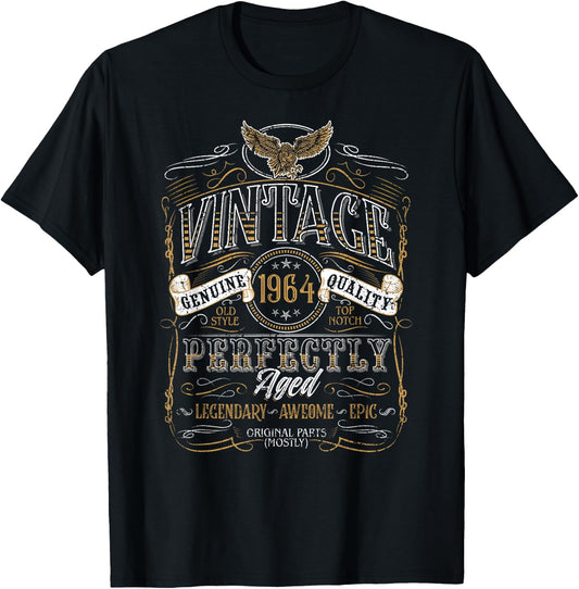 1964 Vintage Birthday Retro Vintage Men Women Gift , black T-Shirt