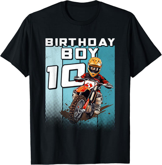 Bday 10 Dirt Bike Geburtstag Junge 10 Motocross MX 10. Geburtstag T-Shirt