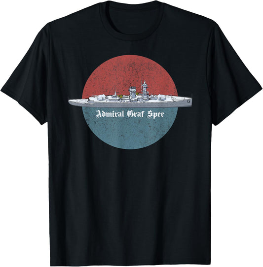 Admiral Graf Spee German WW2 Panzerschiff Vintage Scene T-Shirt
