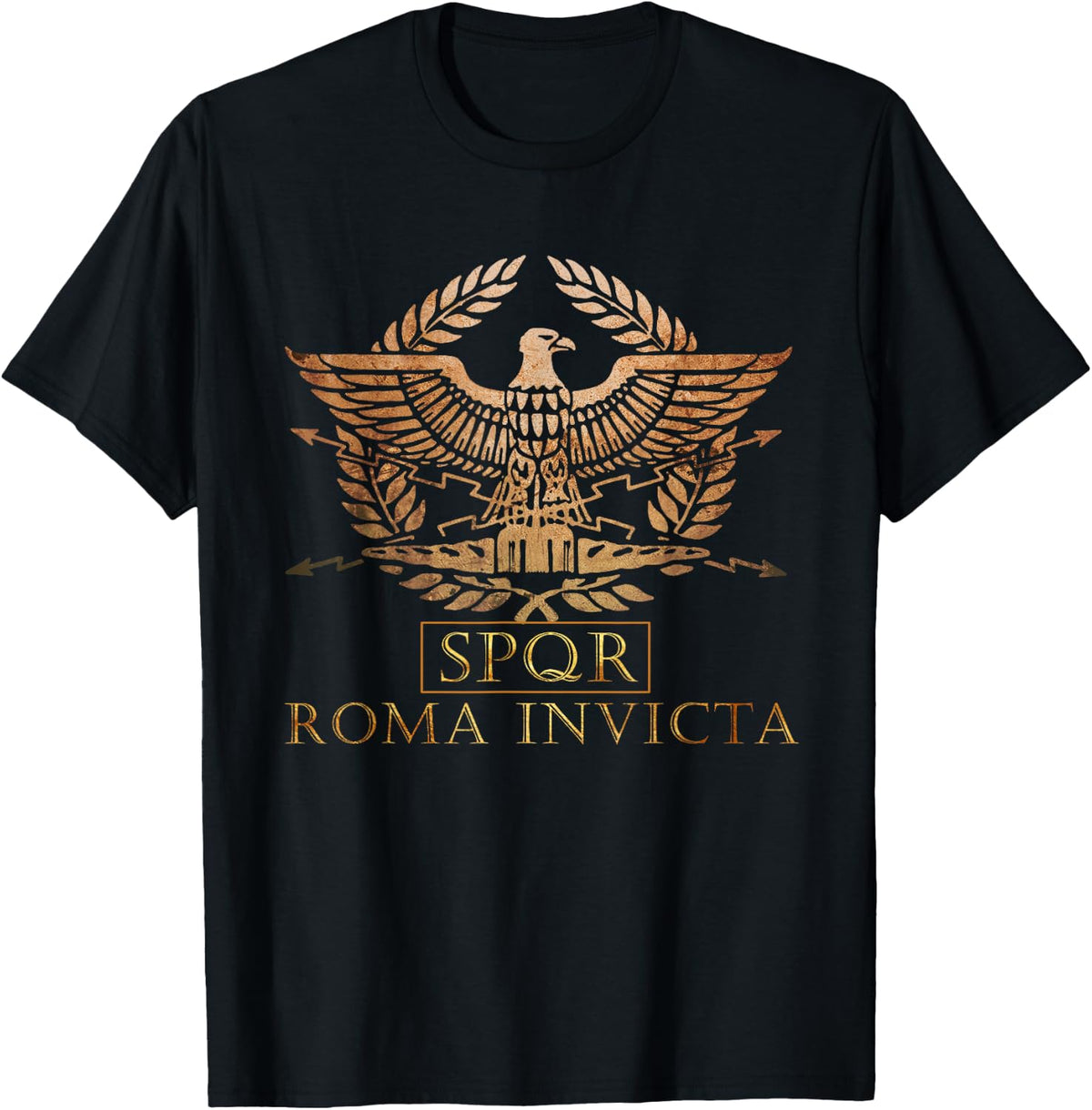 SPQR Roma Invicta Unconquered Rome , black T-Shirt