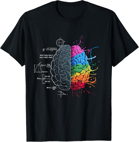 Balanced Brain: Logic Meets Art , Black, S T-Shirt