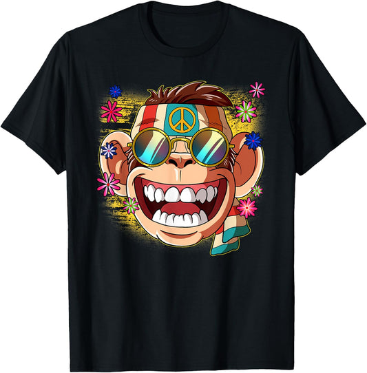 60s 70s Costume Groovy Hippie , black T-Shirt