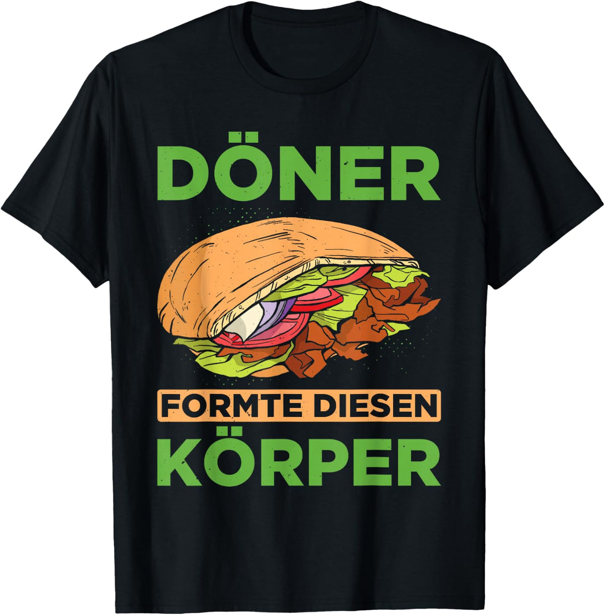 Men's Doner Shaped Diesen Body Kebab Lover Doner Skewer , black T-Shirt