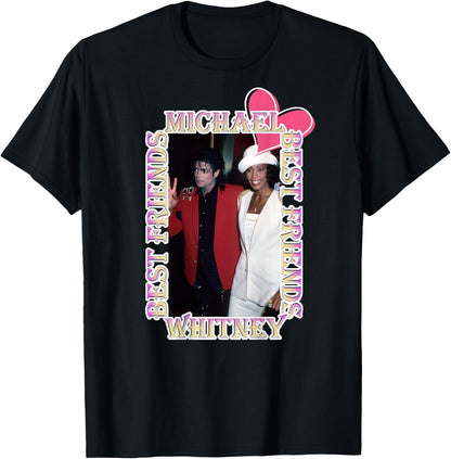 Michael Jackson_Whitney Houston_Back printed , Black, S T-Shirt