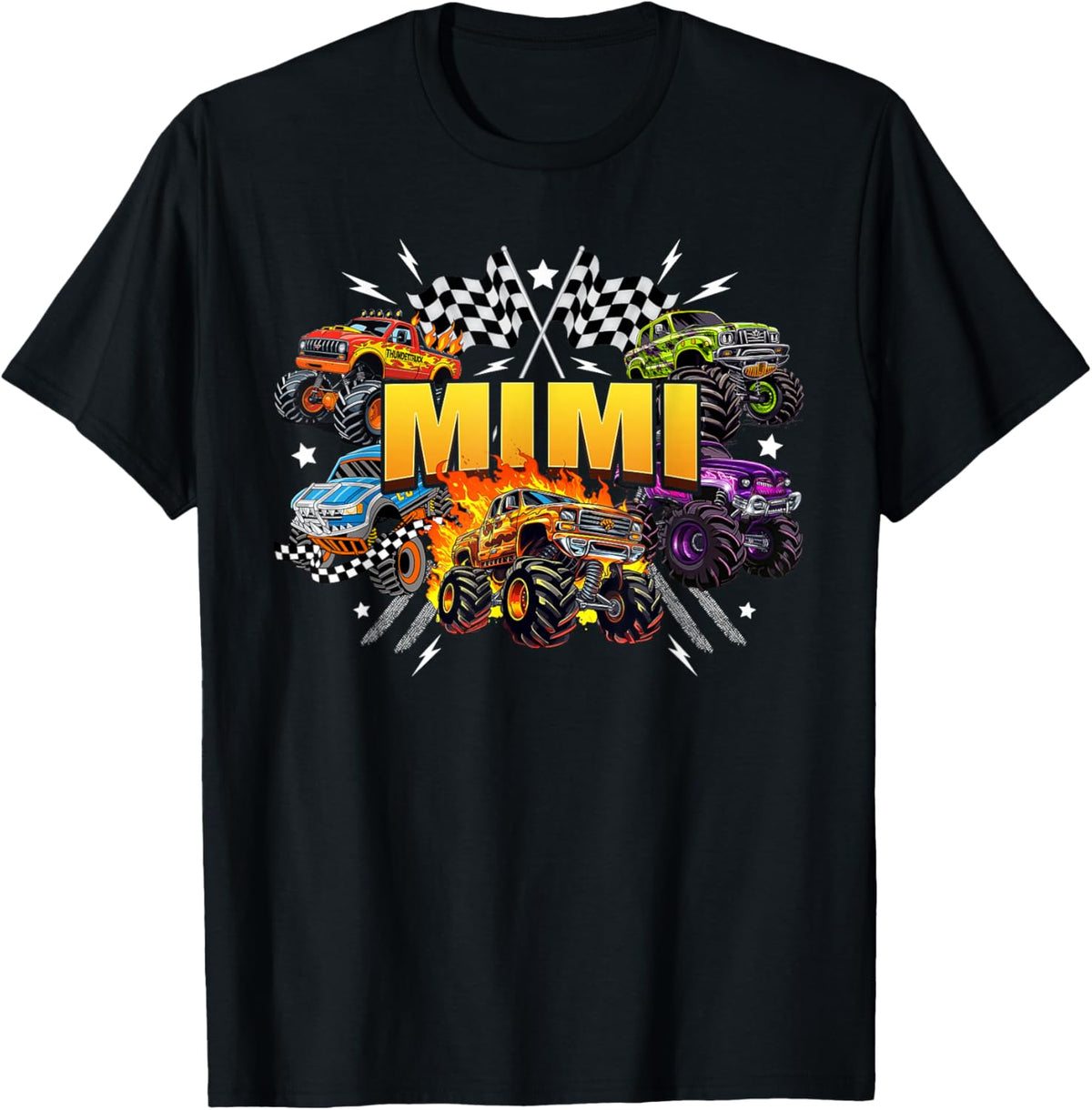 Mimi Retro Monster Truck Family Crew Birthday Matching T-Shirt