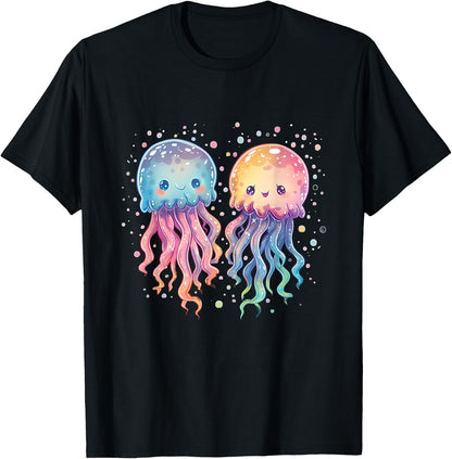 Jellyfish Marine Mammal Artwork Motif Sea Ocean Animal , black T-Shirt