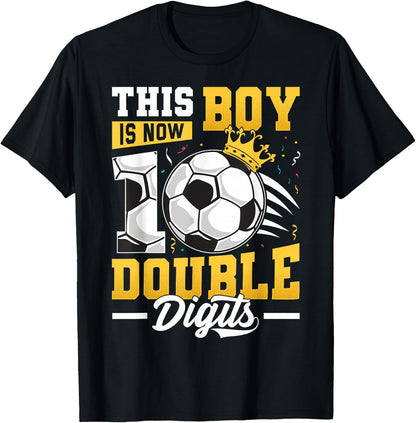 This Boy Double Digits Soccer 10 Year Old Boy Birthday T-Shirt