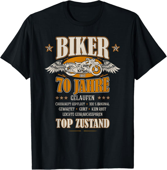 70th Birthday Biker Motorcycle Man Gift Funny , black, s T-Shirt