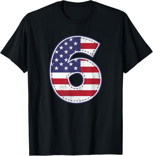 American Flag 6 Year Old Sixth Birthday Shirt T-Shirt