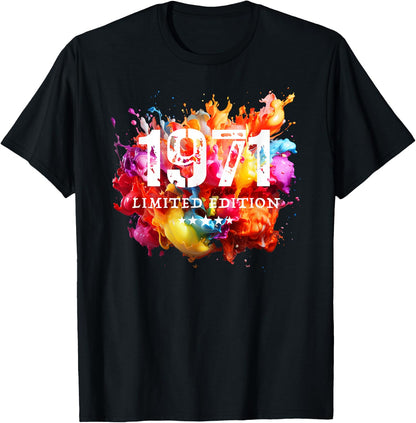 1971 Birth Year Limited Edition Birthday Number 5 Star , black T-Shirt