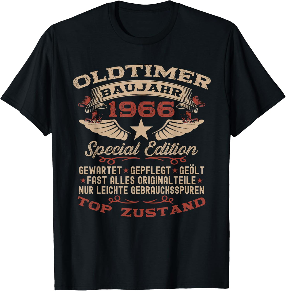 58th Birthday Gift Vintage 1966 Vintage Funny , black T-Shirt