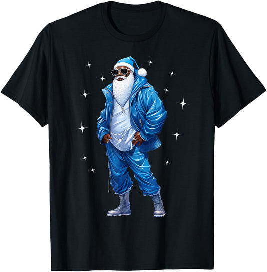 African American Santa Christmas Pajama Cool Black X-Mas T-Shirt