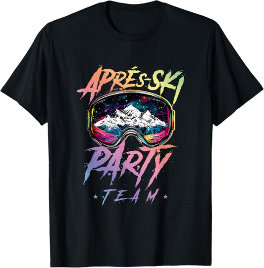 Apres Ski Party Team 2025 Colourful , black T-Shirt