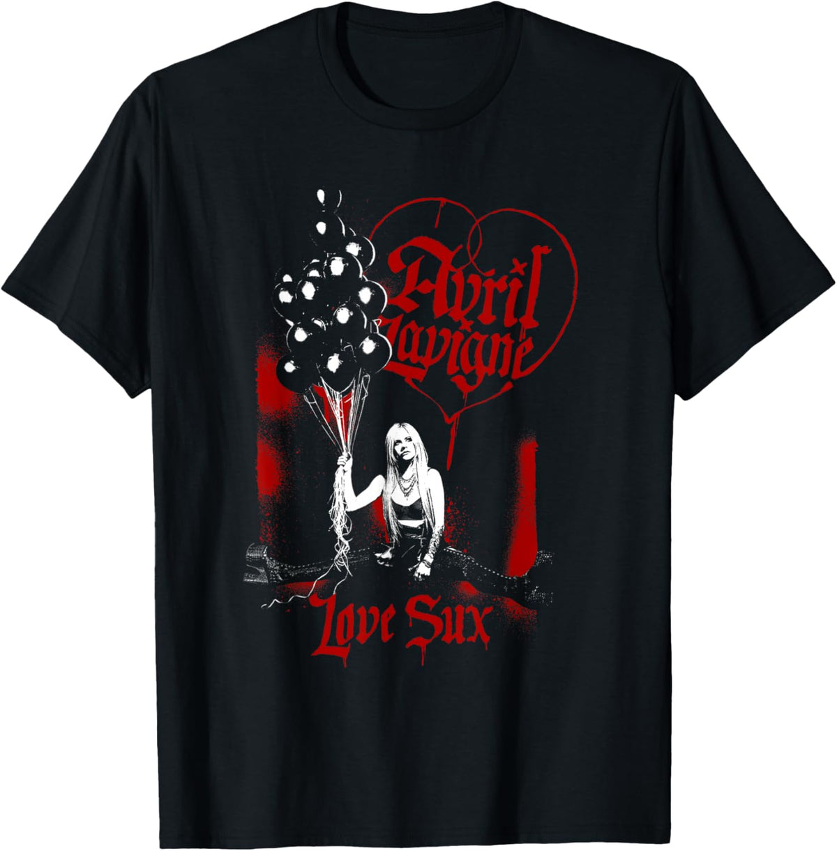 Official Avril Lavigne Love Sux Balloons , black T-Shirt