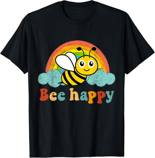 Bee Happy Funny Motif with Cute Bee Queen , black, s T-Shirt