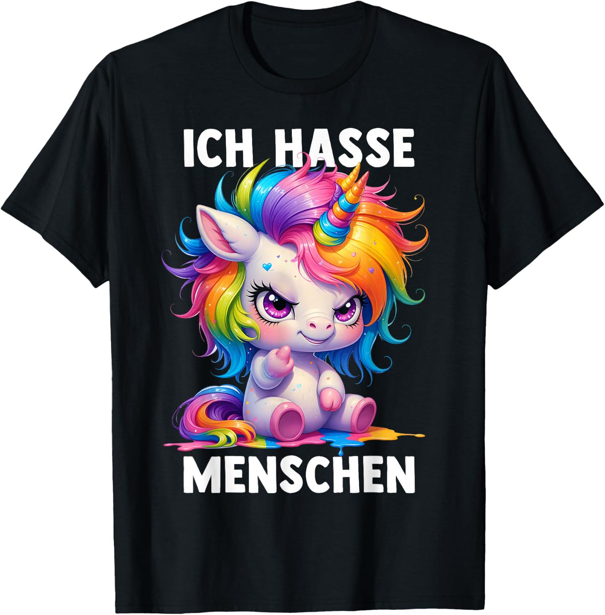 Misantroph with German Text Ich Hasse Menschen (German Language), black T-Shirt