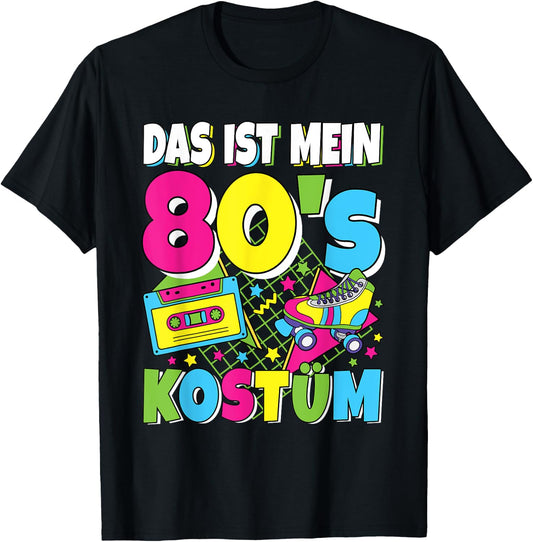80s Outfit Women's Men's 80s Theme Party 80s Costume , black T-Shirt