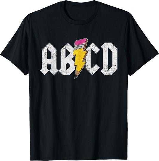 ABCD Lightning English Teacher ABC Learning Distressed , black T-Shirt