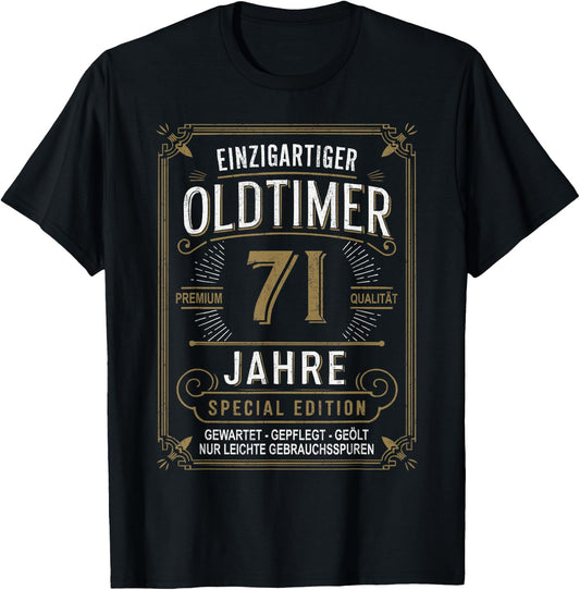 71st Birthday Man Woman 71 Years Decorative Funny Gift , black T-Shirt