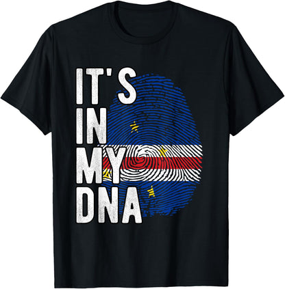 Funny It's in my DNA Flag Cape Verde Fingerprint , Black, S T-Shirt